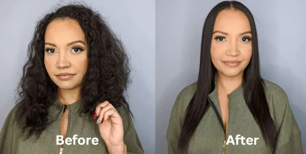 Keratin straightening treatment before and after best sale