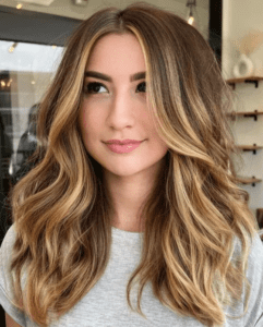 Warm blonde and caramel highlights