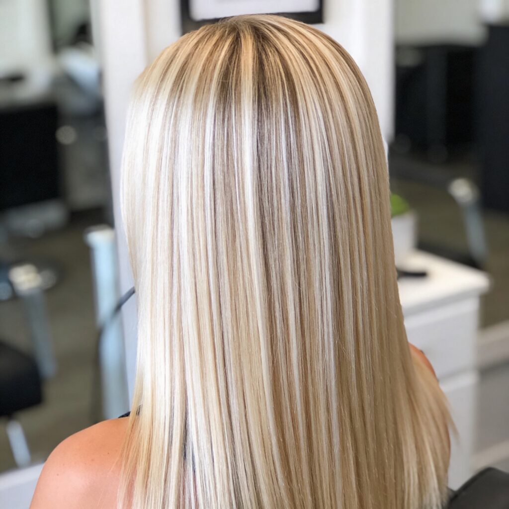 full head foil highlights with multitonal blonde dimension from roots to ends