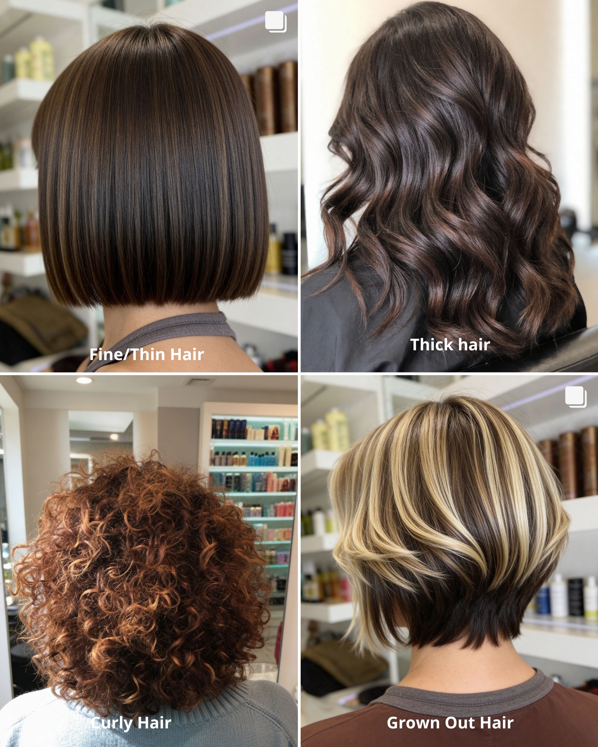 women's haircut styles for fine thin thick curly and growing out hair types at Numi Hair Salon