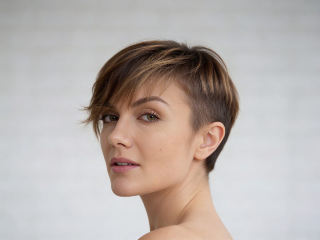 Modern pixie haircut styled at Numi Hair Salon in Scarsdale, NY