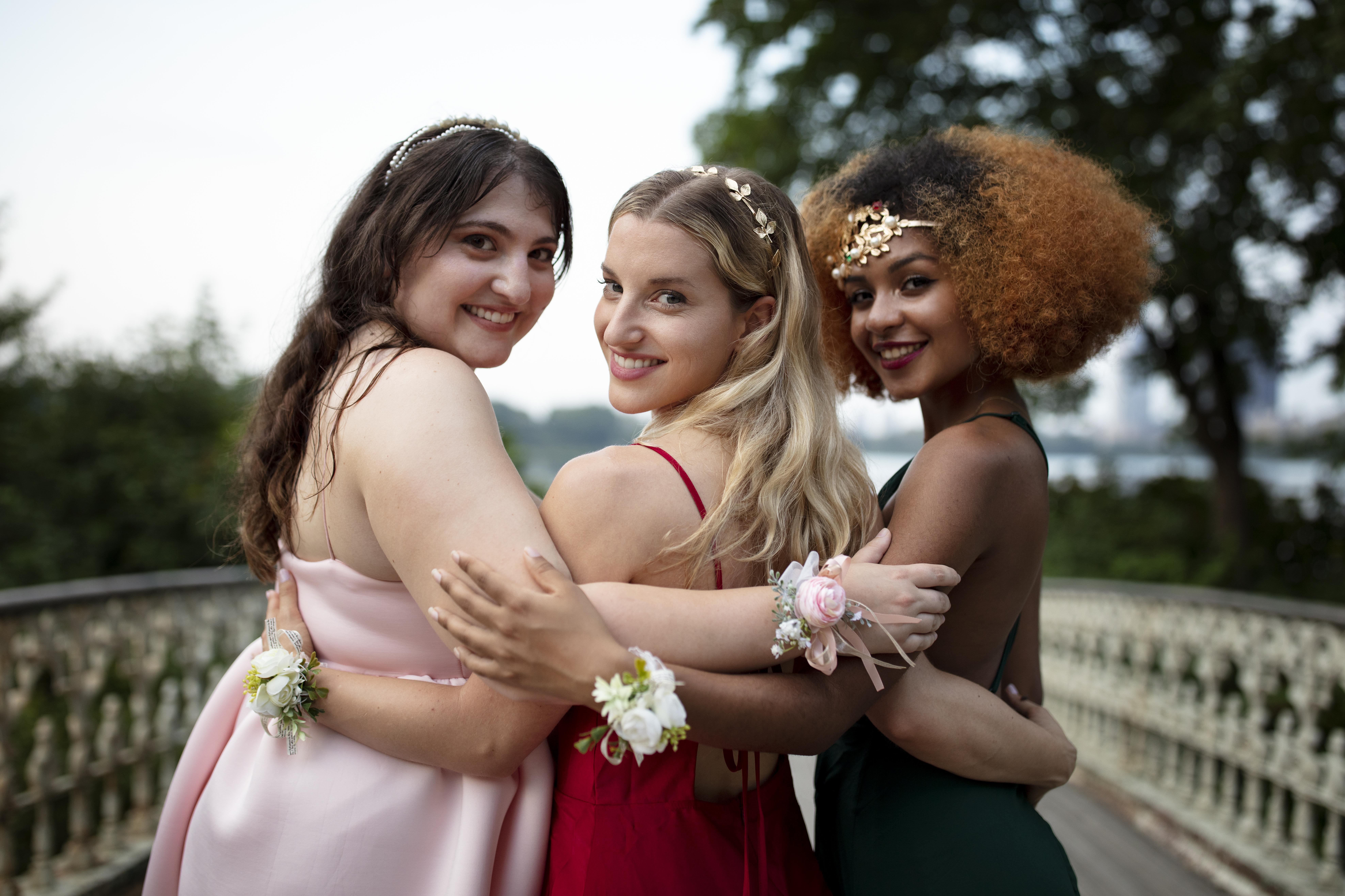 Group of girls attending prom