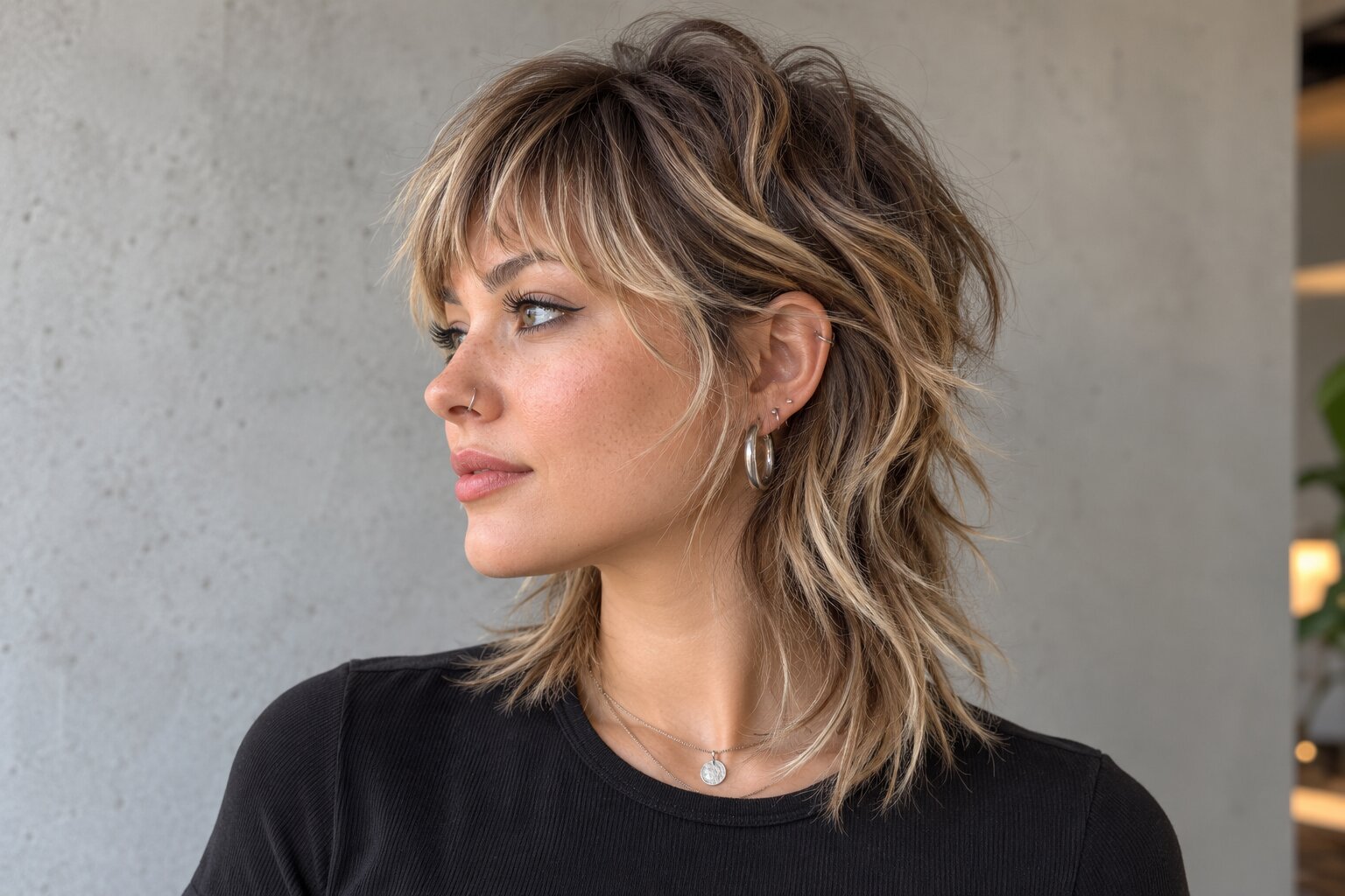 Shullet haircut on wavy hair, showing the blended length change a shullet is known for, Numi Hair Salon, Westchester NY