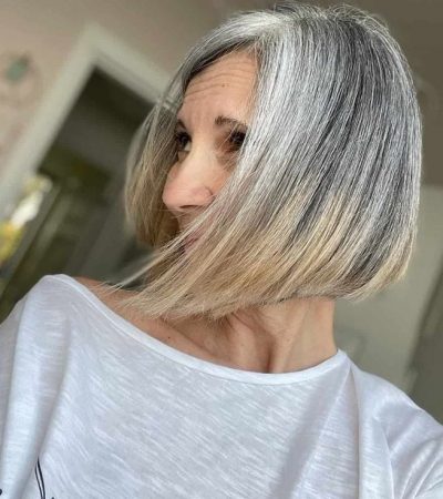 Angled Lob Hairstyles for older women