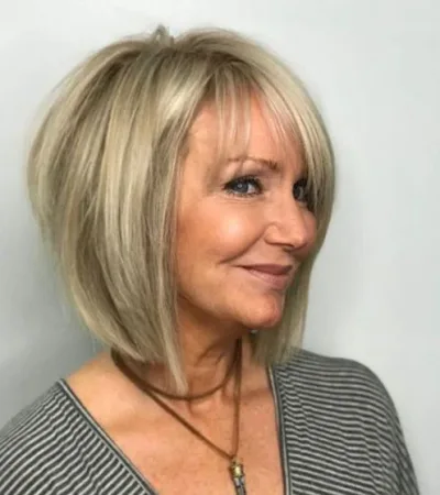 asymmetrical bob Cuts for old women