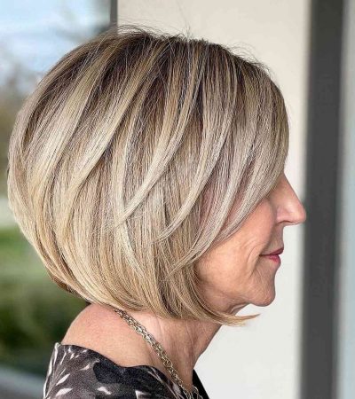 Layered Bob Hairstyle For Old Woemn