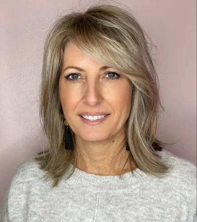 Side-Swept Bangs for older women